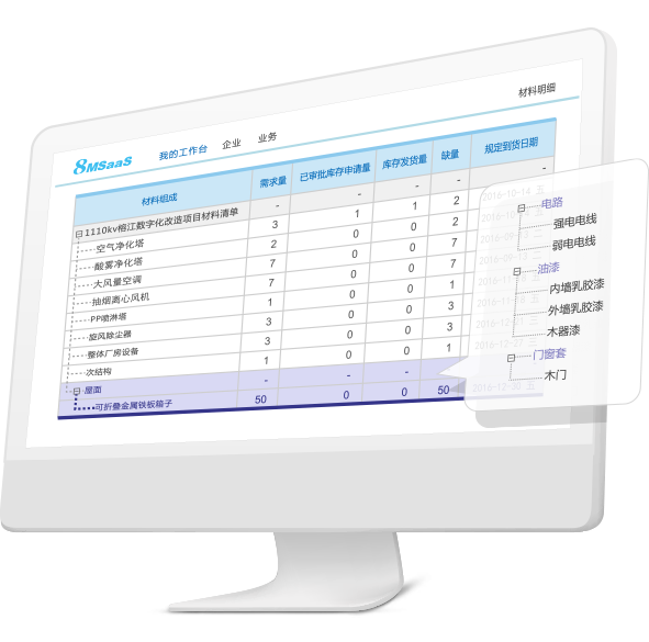 云端CRM产品材料清单管理系统